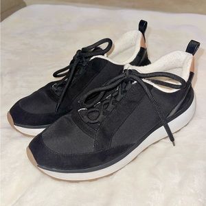 Nordstrom black suede and nylon fashion sneakers